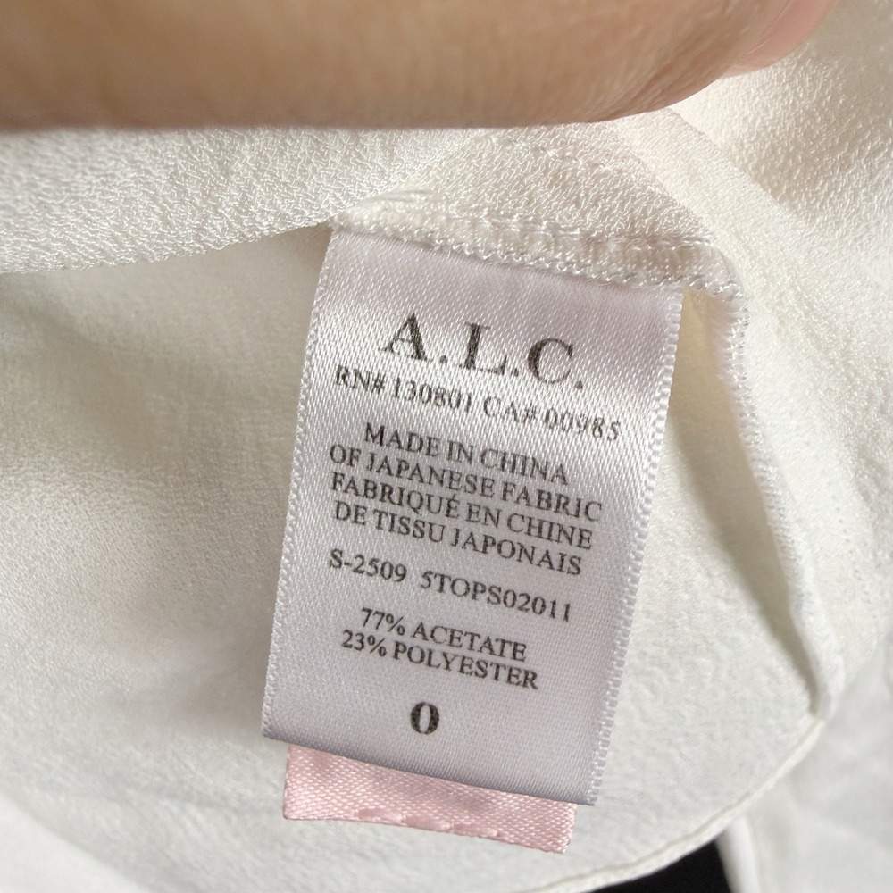 A.L.C. ALC Kay Top Ivory Blouse High Neck Long Sleeve Womens Size 0 - Picture 11 of 14